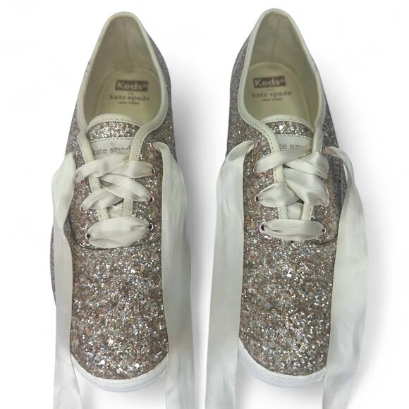 Keds X Kate Spade New York Women's Champion Glitter Sneakers 9 Champagne Gold - Picture 13 of 14